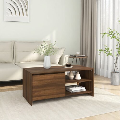 VidaXL Klubska mizica rjavi hrast 102x50x45 cm konstruiran les Slike