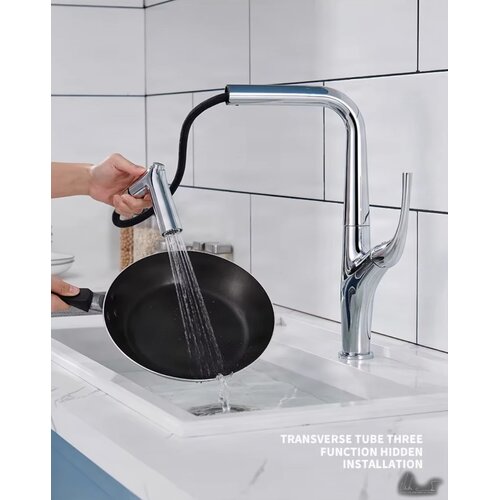 ELITE EDITION Moderna kuhinjska armatura nove generacije KF1013 | Izvlečna pipa futurističnega videza &amp;mdash; Gunmetal siva Slike