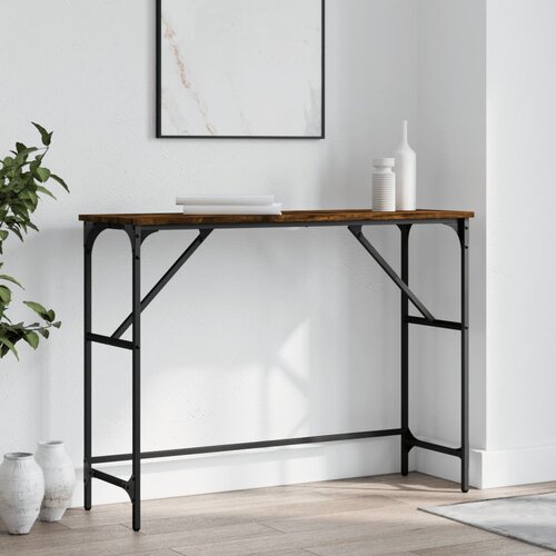 vidaXL Konzolna mizica dimljen hrast 100x32x75 cm inženirski les Cene