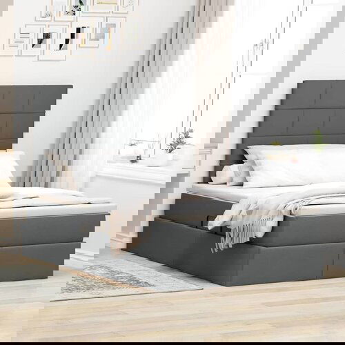 vidaXL Krevet S LED lampica s pohranom Tamno siva 120 x 200 cm tkanina Cijene