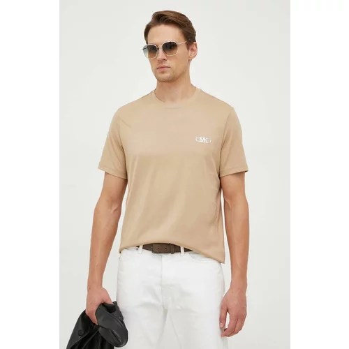 Michael Kors Pamučna majica za muškarce, boja: bež, s aplikacijom
