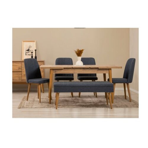 Hanah home vina 03 1048 atlantic pine dark blue (produžni trpezarijski sto, stolice i konzola set (7 komada) Slike