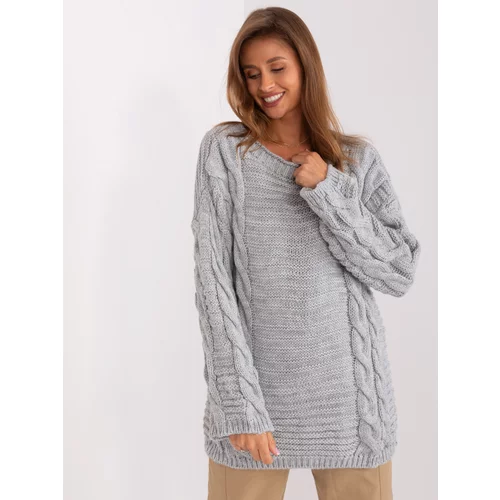 Fashion Hunters Grey sweater with oversize cables