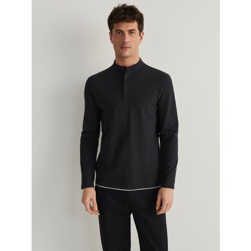Reserved polo majica comfort fit z dolgimi rokavi - siva Cene