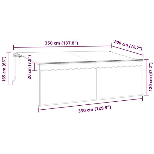  Skrovita tenda Antracit 350 x 200 cm Poliester i aluminij Slike