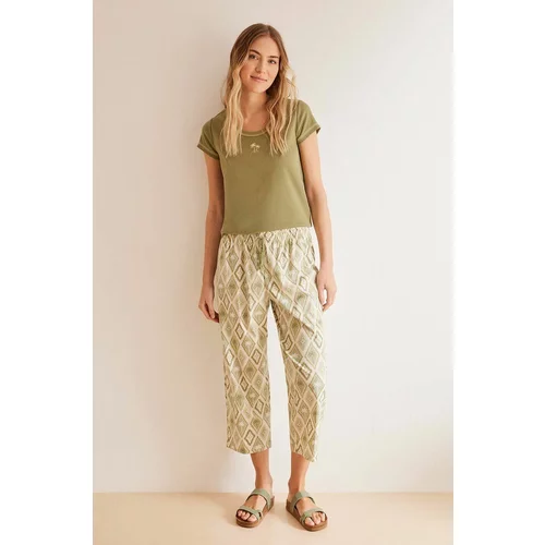 women'secret Pamučna pidžama WEEKLY SUMMER boja: zelena, pamučna, 3597397