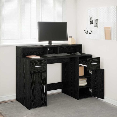  Stol s ladicama Crni hrast 120 x 55 x 91 cm Konstruirano drvo Cene