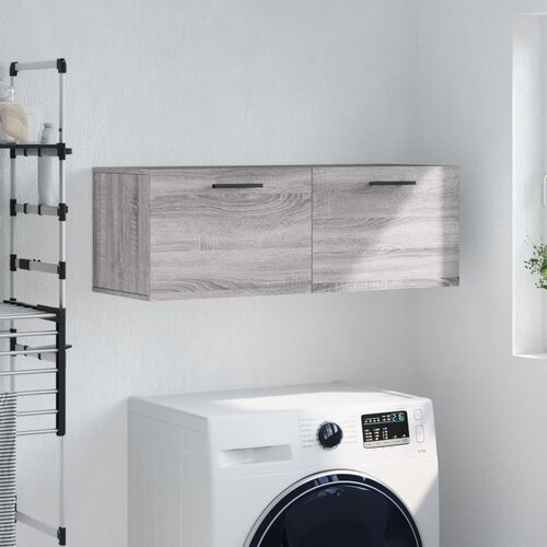 The Living Store Stenska omarica siva sonoma 100x36,5x35 cm inženirski les - Stenska Omarica, (21430290) Slike