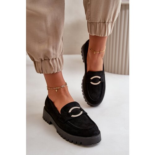 Kesi Women&amp;#039;s eco suede moccasins with glossy detal black Avellina Slike