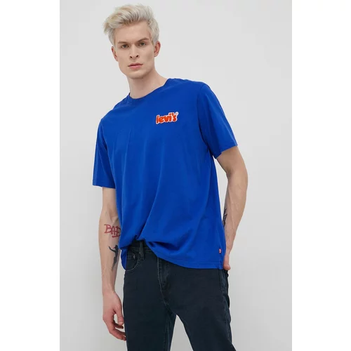 Levi's Bombažen t-shirt modra barva