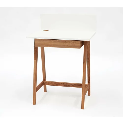 Ragaba bijeli radni stol s podnožjem od jasena Luka Oak, duljina 65 cm