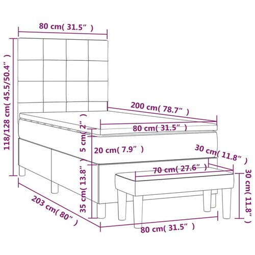VidaXL Krevet s oprugama i madracem plavi 80x200 cm od tkanine Slike