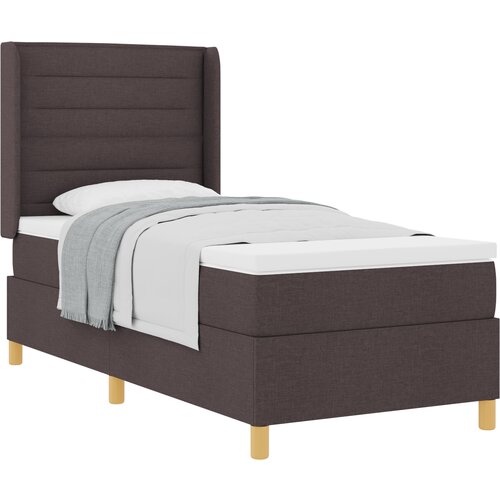 VidaXL Postelja s box springom in vzmetnico temno rjava 90x190 cm blago, (22050554) Slike