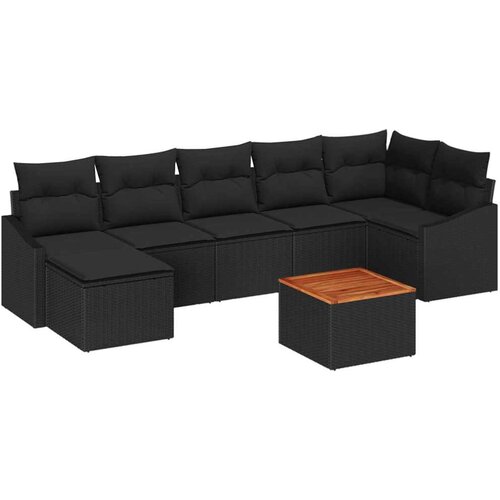  Sjedeća garnitura za vrt 8 kom. Crna poliratan 288,5 x 123,5 x 69 cm Slike