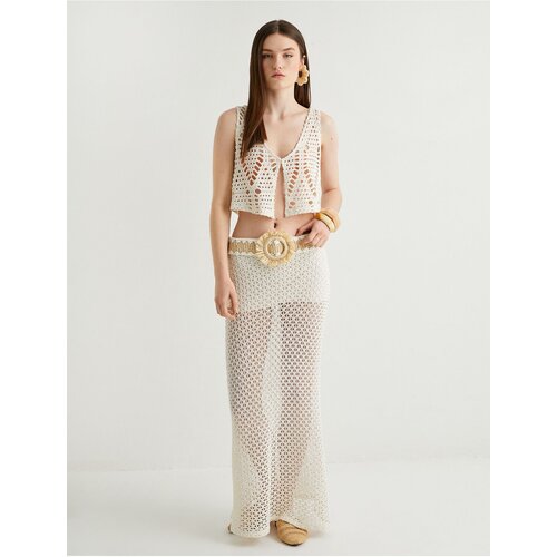 Koton X Melis Ağazat - Crop Crochet Vest with Openwork Slike