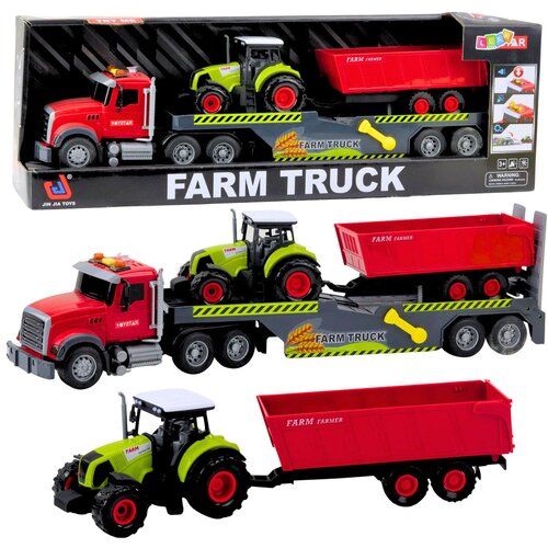  Set Truck Tractor with Trailer Lights and Sounds Red Cene