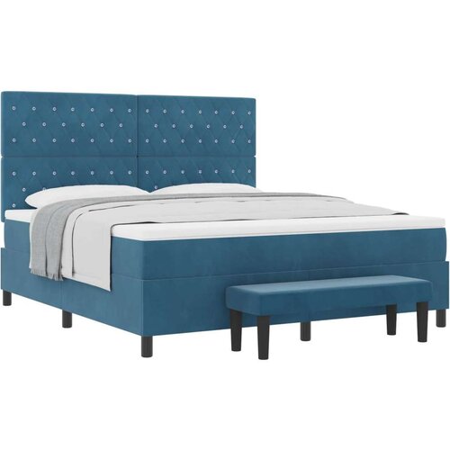 Box spring krevet Tamno plava 180 x 200 cm Bar&amp;scaron;un - Tamno plava 180 x 200 cm Kristal s dugmadima Slike