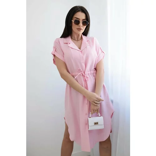 Kesi Viscose dress with a tie at the waist powder pink