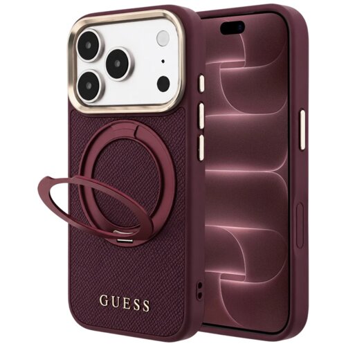 SAS CG MOBILE Maska Guess Ring Stand 360 Grained Classic Logo MagSafe za iPhone 17 Pro Max/ 18 Pro Max burgundy Cene
