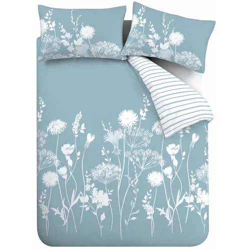 Catherine Lansfield Bela/modra posteljnina za zakonsko posteljo 200x200 cm Meadowsweet –