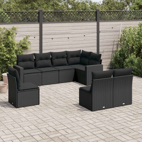 VidaXL 8-dijelni set vrtnih sofa od poliratana s jastucima crni Slike