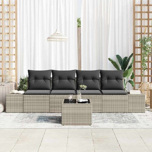  Sjedeća garnitura za vrt 5 kom. Svijetlo siva i tamno siva Svjetlosiva 294 x 62 x 85 cm Slike