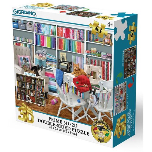 Puzzle 2D/3D - Mačići u &scaron;ivaćoj sobi / Mačja knjižnica 63 ko Cijene