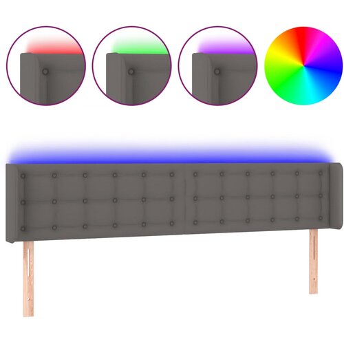 Maison Chic LED Posteljno vzglavje - Vzglavna omarica - Nočna omarica sivo 203x16x78/88 cm umetno usnje, (21709784) Cene