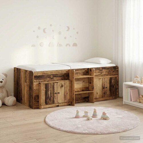  Loft krevet s ormarom 3 kom. Staro drvo Konstruirano drvo - Staro drvo Slike