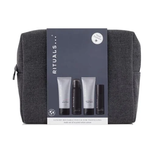 Rituals Homme Luxury Reusable Pouch For Travelling Set šampon i gel za tuširanje 2u1 Homme Sport 70 ml + pjena za tuširanje Homme 50 ml + losion za tijelo Homme Sport 70 ml + antiperspirant Homme 50 ml + kozmetička torbica za moške