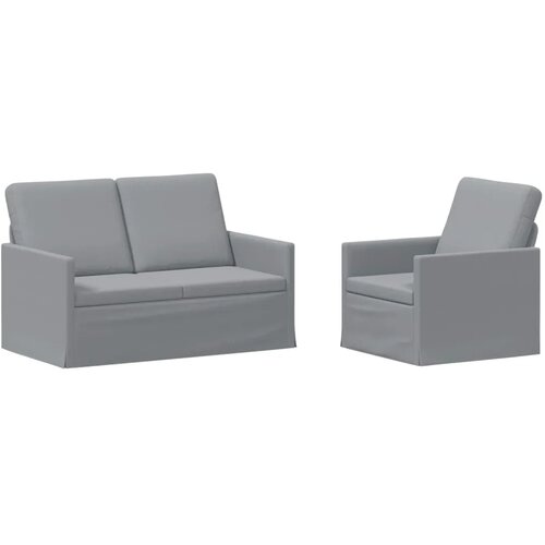  Set sofe 2 pcs Svjetlosiva Tkanina - Svjetlosiva 1-sjedalo + 2-sjedalo (120 cm) Slike