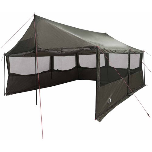 vidaXL Obiteljski &scaron;ator s krovom Smeđa siva 450 x 400 x 265 cm - Smeđa i siva 450 x 400 x 265/165 cm Cijene