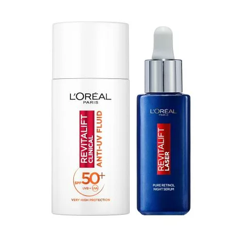 L'Oréal Paris Revitalift Laser Pure Retinol Night Serum Set serum za lice 30 ml + dnevna krema za lice 50 ml za ženske