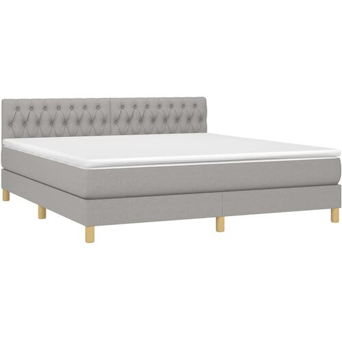  Box spring s madracem LED svjetlosivi 180x200 cm tkanina Slike