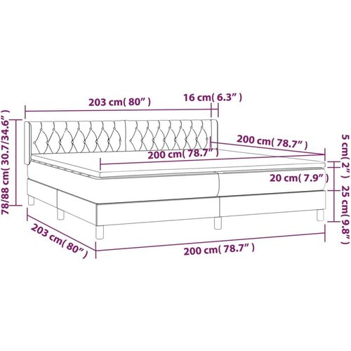  S oprugama i madracem crni 200x200 cm bar&amp;scaron;unasti Slike