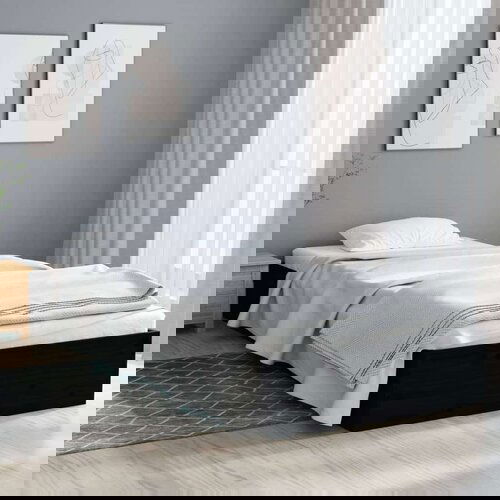  Za krevet crni drveni 75 x 190 cm 2FT6 mali jednokrevetni Slike