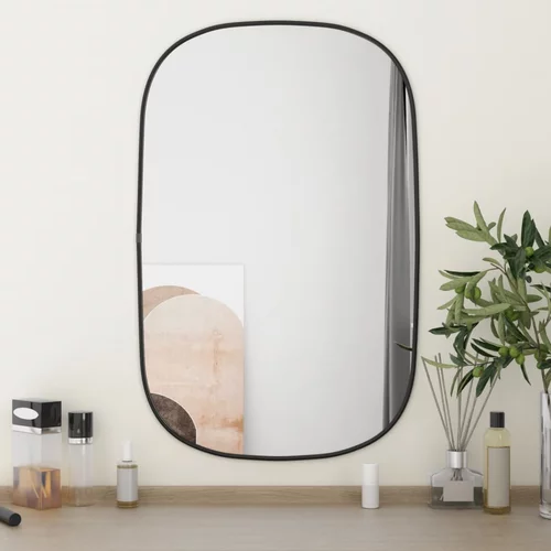 vidaXL Stensko ogledalo črno 70x45 cm