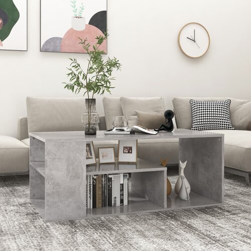 VidaXL Stolić za kavu siva boja betona 100 x 50 x 40 cm od iverice Slike