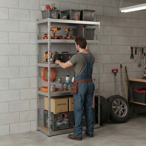 Humberg metalna polica za odlaganje 183 x 90 x 40 cm HR-853 srebrna Slike