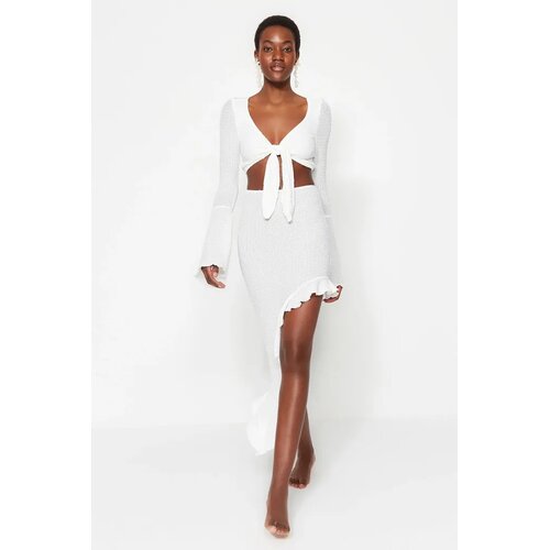 TRENDYOLMILLA Ženski komplet bluza i suknja Tbess23Au00040, Beli Slike