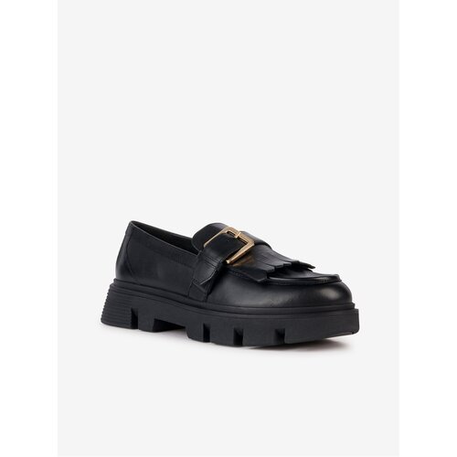 Geox Black Women&amp;#039;s Leather Moccasins on the Vilde Platform - Women Slike