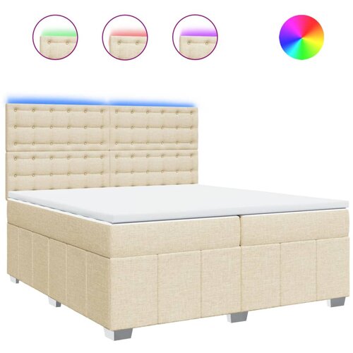VidaXL Krevet s oprugama i madracem krem 200 x 200 cm od tkanine Slike