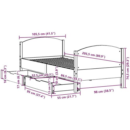 vidaXL Okvir kreveta bez madraca bijeli 100x200 cm konstruirano drvo Cijene