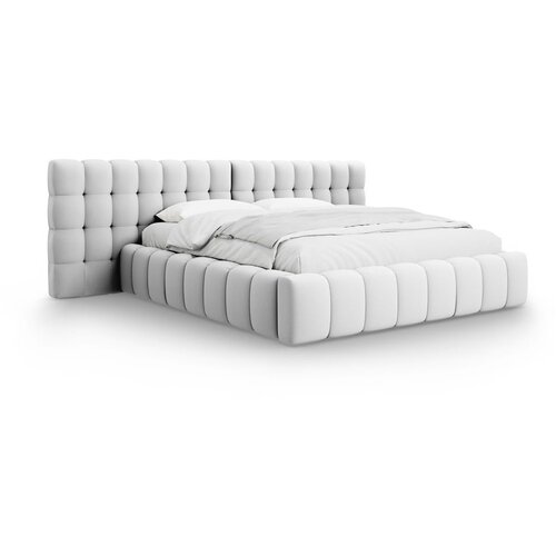 Micadoni Home Svijetlo sivi tapecirani bračni krevet s prostorom za odlaganje s podnicom 180x200 cm Mamaia – Cijene