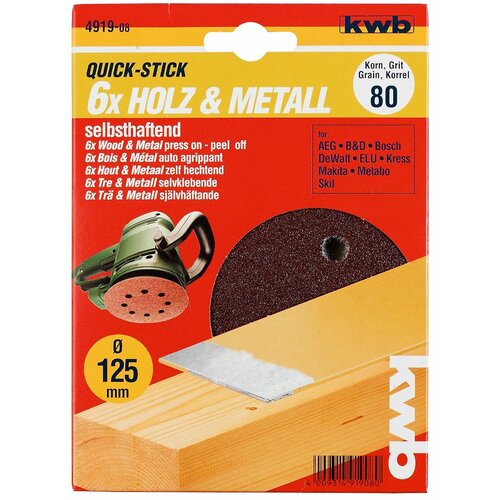 KWB Quick-Stick brusni papir 5/1 125GR320, drvo-metal, alu-oksid Slike