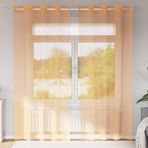 vidaXL Voile zavese z vponkami 2 kosa oranžna 140x245 cm Cene