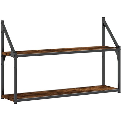 Maison Chic Stenska polica - Viseča Polica 2-nadstropna dimljeni hrast 80x21x51 cm inž. les, (21793816) Slike