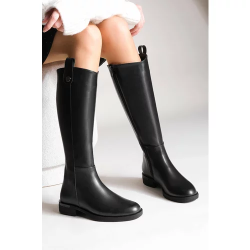 Marjin Knee-High Boots - Black - Flat