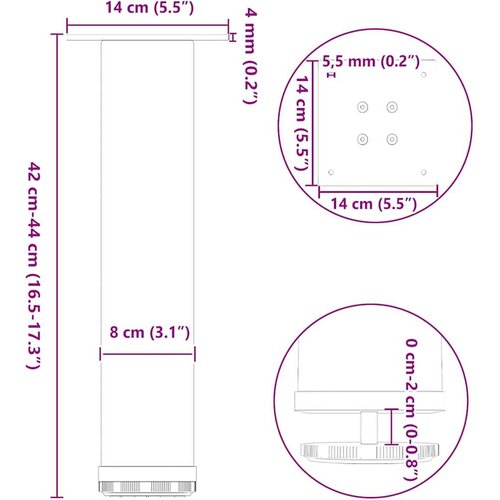  Noge stolića za kavu 4 kom antracit 42-44 cm čelikstol Slike