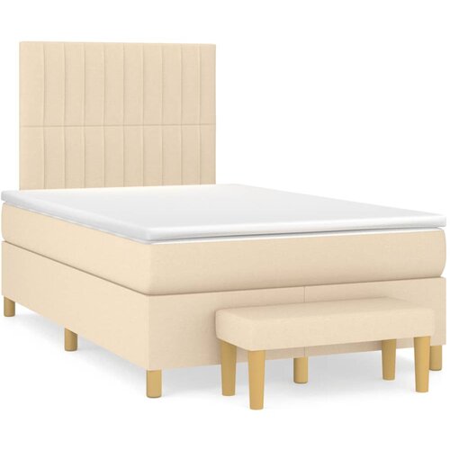 vidaXL Box spring postelja z vzmetnico krem 120x190 cm blago, (21112132) Cene